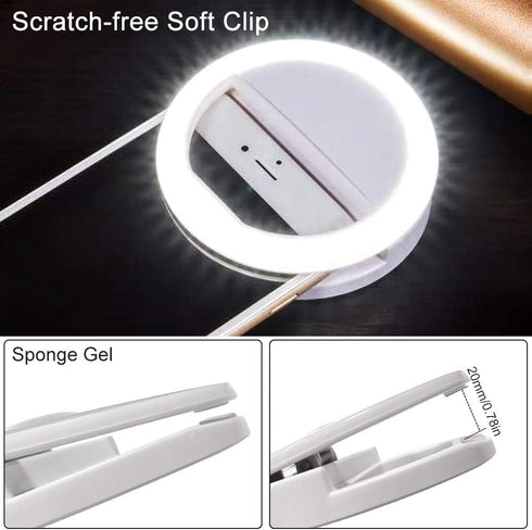 Selfie Ring Light, QIAYA Portable Clip Selfie Light with 36 LED for Smart Phone Photography, Camera Video...