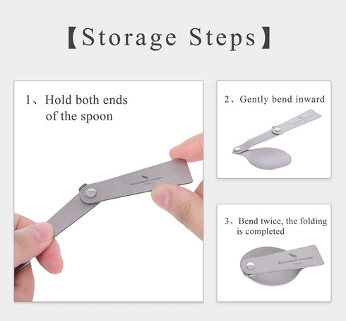 iBasingo Titanium Folding Spoon Camping Cutlery Coffee Tea Soup Dessert Food Serving Spoon Lightweight Portable Dinnerware Travel Backpacking Picn...