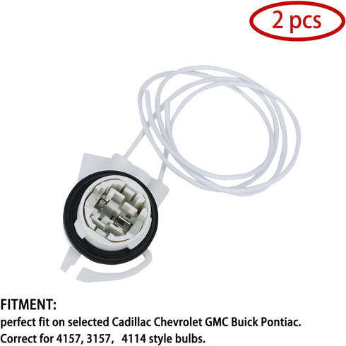 Light Socket Wire Harness Pigtail Repair Kit (2pcs) LED/Standard, Bulbs# 4114,4157,3157,Replaces# 19258649, LS94,645-607,Daytime Running Light Soc...