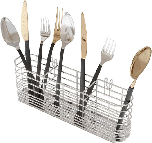 Cutlery Holder,Silverware Organizer and Drying Rack Stainless Steel Cutlery Rack with Hook Drying Rack,3 Compartments,Rust-Proof,No Drilling...