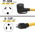30 Amp to 110 RV Adapter Cord, NEMA 5-15P Male to TT-30R Female Electrical Power Dogbone with Grip Handle, Heavy Duty STW 10 Gauge for RV Trailer ...