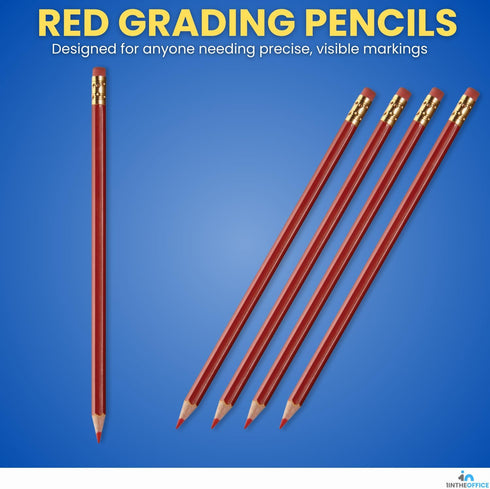 1InTheOffice Red Grading Pencils #2 Lead, Red Pre Sharpened Checking Pencils 48 Pack...