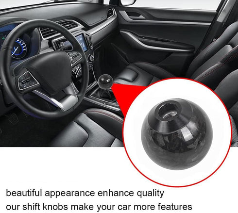 Forged Carbon Fiber Shift Knob Real Carbon Fiber Gear Shifter Spherical Type Unique Designed for Most Manual Car Universal Gear Shift Knob with 3 ...