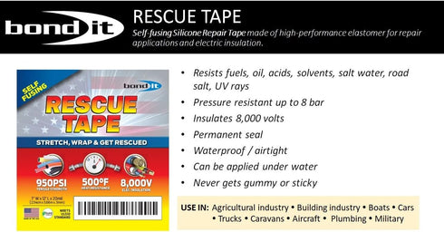 Rescue Tape, Self-Fusing Silicone Tape, Emergency Plumbing Pipe & Radiator Hose Repair, Electrical Insulation, Military Std, 1" x 12', Yellow...
