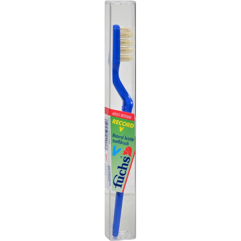 Fuchs Brushes Record V Natural Bristle Toothbrush, Adult, Medium...