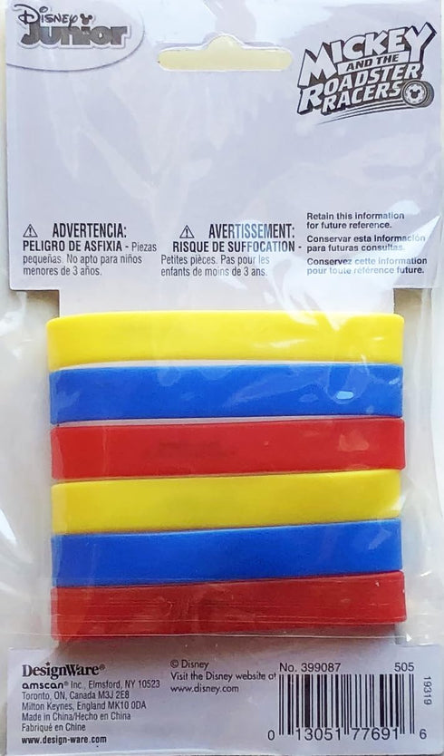 Unique Disney Mickey Mouse Birthday Party Supplies Bundle includes 12 Plastic Rubber Bracelets and 1 Dinosaur Sticker Sheet...