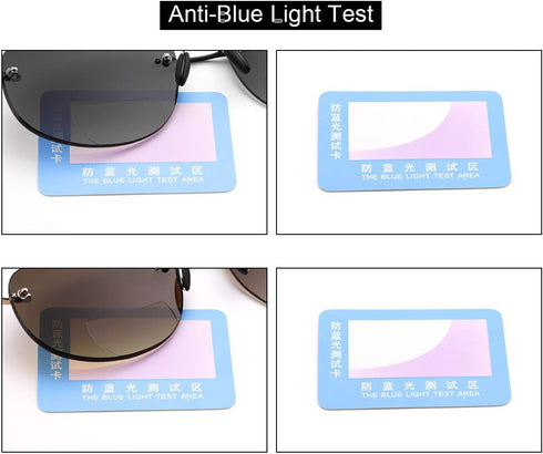 2 Pairs Rimless Bifocal Reading Glasses UV400 Protection Sunglasses Blue Light Blocking Lightweight Sun Readers for Unisex Men Women Outdoor Drivi...