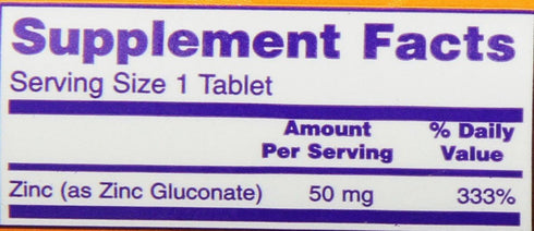 NOW Foods Zinc Gluconate, 100 Tablets / 50mg...