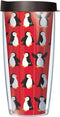 Playful Penguins Wrap on Red 22 Ounce Double-Walled Travel Tumbler Mug with Black Easy Sip Lid...