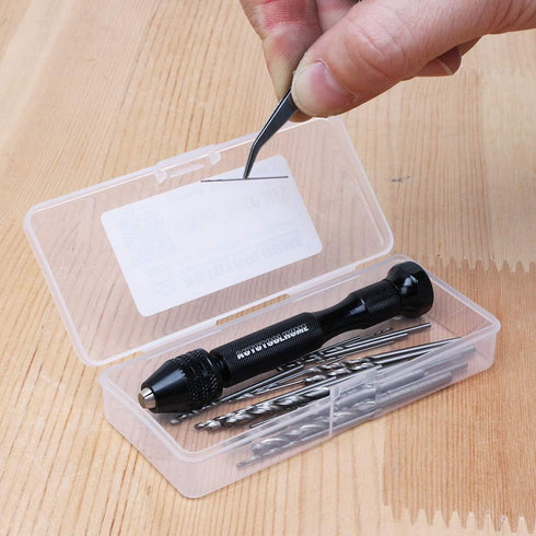 Precision Pin Vise Hand Drill with 25pcs Micro Twist Drill Bits Set (0.5-3.0mm) Mini Hand Drill Rotary Tool for PCB,Metal,Wood,Jewelry,Plastic,Res...