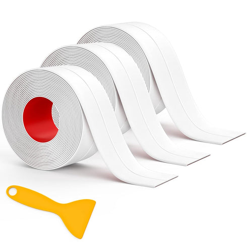 Caulk Tape, 3 Roll Self Adhesive Caulk Strip Waterproof, Caulking Sealant Tape for Kitchen, Countertop, Bathroom, Sink, Shower, Bathtub, Toilet Ed...