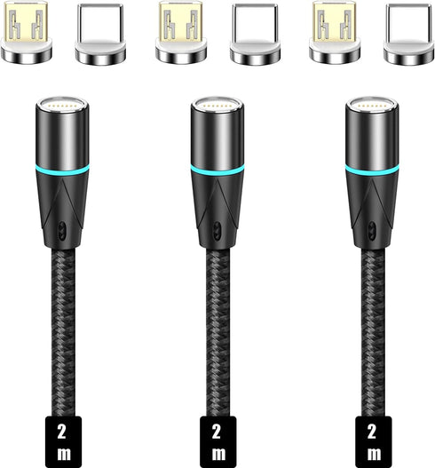N. NETDOT Magnetic Charging Cable,2in1 Gen12 (6.6ft/3 Pack Black) 18W Fast Charging Magnetic Phone Charger and Data Transfer Magnetic Charger for ...