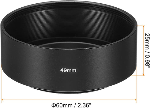 PATIKIL 49mm Lens Hood, Standard Focus Frosted Surface Anti-reflective Inside Hood with Cleaning Cloth for Camera Lens, Black for Nikon, for Fujif...