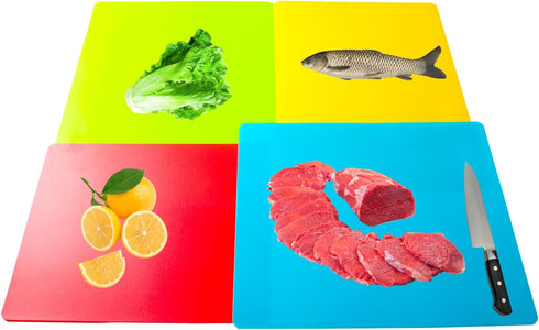 Flexible Cutting Board mats, Plastic Cutting Boards for Kitchen Cooking, Cutting board sheets for Meat and Vegetables, Dishwasher Safe Set of 4Pcs...
