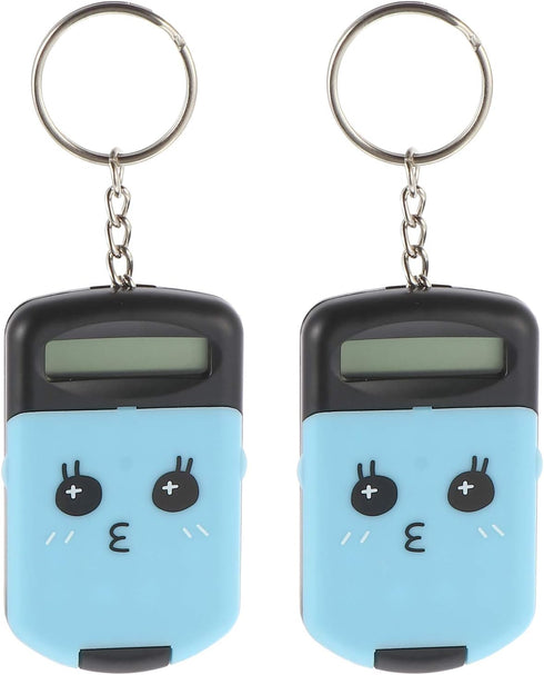 2pcs Mini Calculator Keychain Portable Cute Cartoon Calculator Electronic Pocket Calculator with Key Ring for Children Students School Supplies Ke...