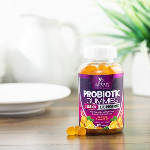 Probiotic Gummies for Digestive Health, Daily Probiotics for Women & Men, 5 Billion CFUs, Nature's Pro Biotics Gummy for Immune Support, Digestive...