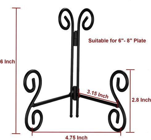 6 Inch Plate Stands for Display, 1Pack Black Iron Adjustable Easel Stand for Photo Picture Frame Plate Album and Home Decoration...