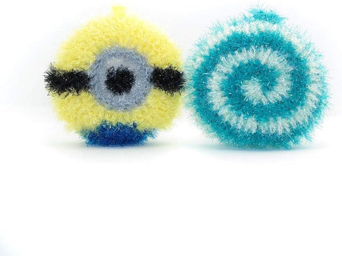 Bwhy's Odor-free Multi-Purpose Scrubbers: Dish Cloth, Dish Scrubber, Kitchen and Bathroom Friendly Sponges (2Pk: Yellow Monster, Lollypop (random ...