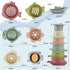 Baby Bath Toys Floating Boats and Sea Animal Shapes Stackable Cups for Toddlers 1-3 | 11 PCS Mold Free Bathtub Toy for Infants 6-12 Months | No Mo...