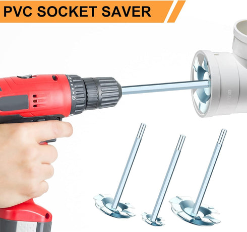 3 Pcs Socket Saver Set for PVC Plumbing, Fits 1/2 In, 2 In, 3 In Bits, PVC Pipe Reamer Tool, Suitable for Removing Sch 40 from Hub...