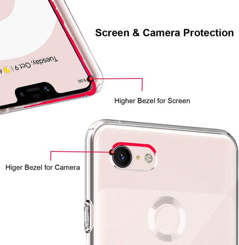 Unov Pixel 3 XL Case Clear with Design Soft TPU Shock Absorption Slim Embossed Floral Pattern Protective Back Cover for Pixel 3 XL 6.3 inch (Flowe...
