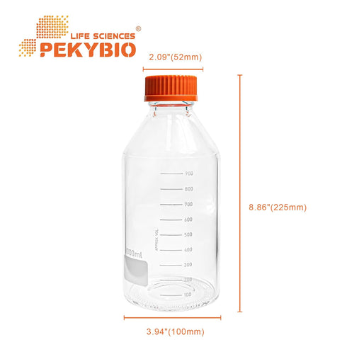 Glass Media Bottle 1000ml Round Storage Bottles 3.3 Borosilicate Glass Regent Bottles with PP GL45 Screw Cap 1 Piece...