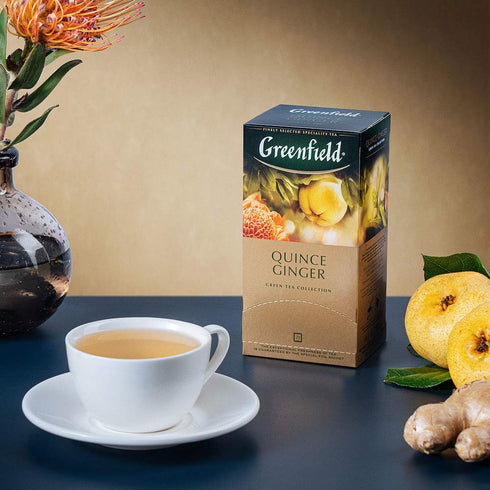 Greenfield Quince Ginger Green Tea Fruit & Herbal Collection 25 Teabags The Execptional Freshness Of Tea Is Guranteed By The Special Foil Sachet...