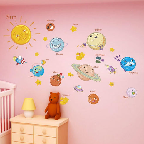 Amaonm Kids Room Wall Art Decor Decals Cartoon Removable Universe, Space, Planet, Solar System, Galaxy DIY Home Wall Stickers Decals Murals for Be...