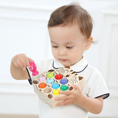 Toddler Montessori Toy Wooden Fishing Game for Kids 1 2 3 Year Old, Preschool Educational Hand Eye Coordination Skill Activity Learning Toy for To...