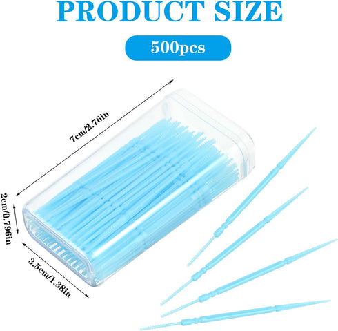 500pcs Double Head Dental Floss Interdental Brush 2-in-1 Disposable Plastic Multicolor Dental Pick Braces Cleaner Brush Oral Care Toothpicks (5 Pa...