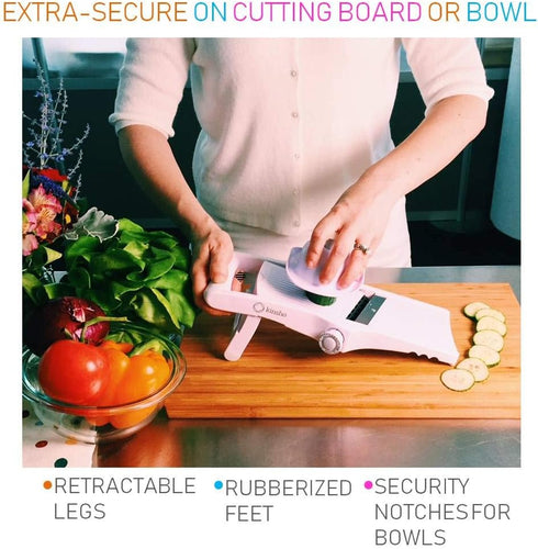 Mandolin Slicer Adjustable Mandoline | Best Hand-Held Cutter for Vegetable Potato Zucchini Food | Professional Steel Blade - Safe Finger Guard - 9...