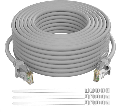 Adoreen Cat 6 Ethernet Cable 25 Ft-Gray, Outdoor & Indoor Snagless Long Round RJ45 Network Cable, POE, Soft Flexible Gbps Internet LAN Computer Pa...