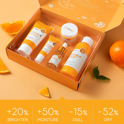 Vitamin C Skincare Set, Moisturizing Face Skin Care Kit with Facial Cleanser, Face Serum, Face Cream, Eye Cream, Toner For Hydrating Skin, Anti-Ag...