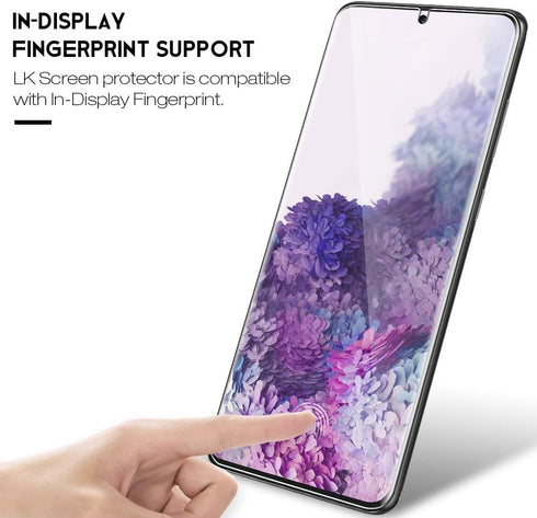 LK 4 Pack 2 Pack Screen Protector + 2 Pack Camera Lens Protector for Samsung Galaxy S20 Plus 6.7-inch, Positioning Tool, In-Display Fingerprint Su...