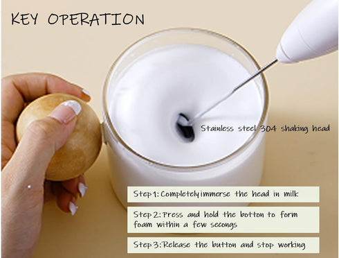 Electric Milk Frother for Matcha, Hot Chocolate, Coffee Creamer,Handheld Design, 304 Stainless, 2 Heads Type-C Rechargeable Foam Blender with 3 Sp...
