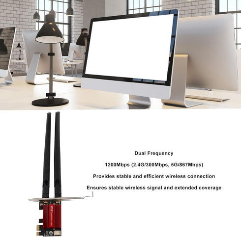 GOWENIC 7260AC Pro PCIe Card for Desktop PC, 1200Mbps Dual Band 5G/2.4G Bluetooth 4.0 PCIE Card Network Adapter for Windows7/8/10/11...