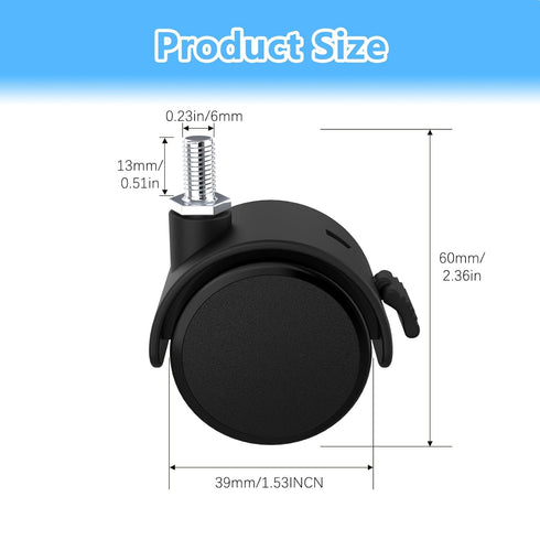 Replacement Wheels for Rolling Cart,Mute Rubber Rotating Rolling Wheels for Cart with Brake for Office Chair Game Chair,Rolling Cart Attachments 4...