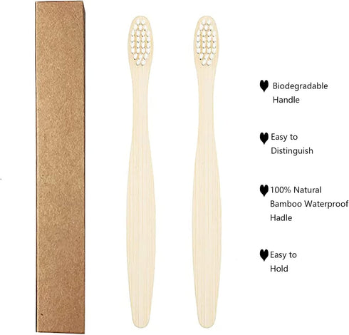 10 PCS Kids Bamboo Toothbrushes Soft Bristles Wooden Toothbrushes, Natural Biodegradable BPA Free Eco Friendly Toothbrushes White...