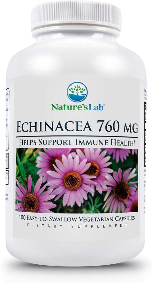 Nature's Lab Echinacea 760mg Dietary Supplement - Powerful All Natural Immune System Support - Non-GMO, Gluten Free - 100 Capsules (50 Day Supply)...