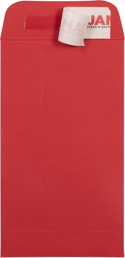 JAM PAPER #5.5 Coin Business Envelopes with Peel and Seal Closure - 3 1/8 x 5 1/2 - Red - 25/Pack...