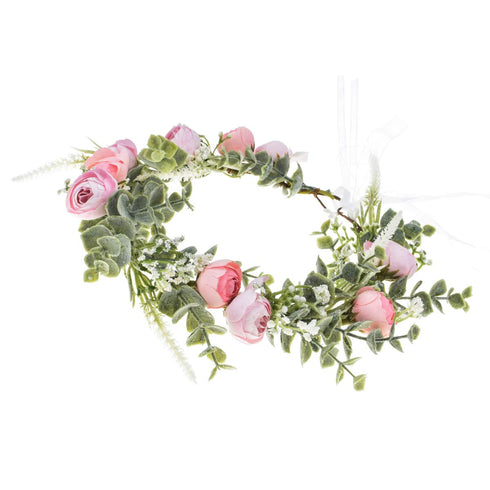 Floral Fall Artificial Baby Breath Flower Halo Wedding Crown Lilac Bridal Headpiece Greenery Crown HC-24 (F-pink)...
