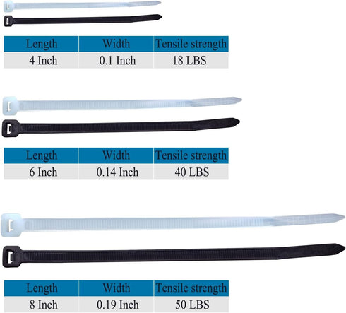 Superun Zip Tie Kit - 400 Pack Zip Ties Assorted Sizes 4 Inch, 6 Inch, 8 Inch Mix Pack in Black & White Wire Ties assortment…...
