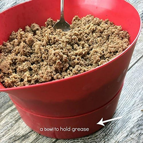 Colander Grease Strainer With Handle And Container, Catch Bowl With Lid 3 Piece Strain Set | Strains Ground Beef, Bacon & Pasta | Safe Kitchen Gad...