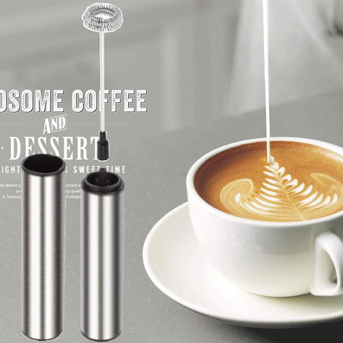 Electric Milk/Coffee Frother, Basecent Rechargeable Handheld Foam Maker/Mixer for Latte, Cappuccino, Frappe Drink, Hot Chocolate, Stainless Steel ...