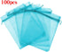100/200PCS Organza Gift Candy Sheer Bags Mesh Jewelry Pouches Drawstring Bulk for Wedding Party Favors Christmas (5" X 7"(100PCS), Teal Blue)...