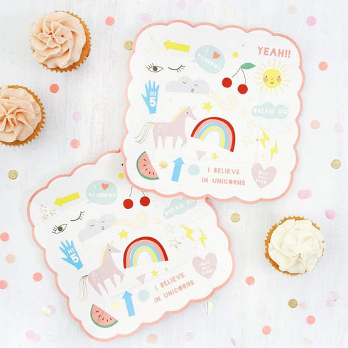 Meri Meri, Rainbow & Unicorn Plates, Birthday, Party Decorations - Small...