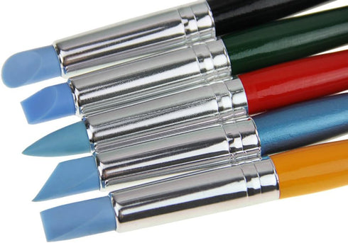 Bao Core Artist Paint Brush Set-5pcs Professional Silicon Brushes Blender for Painting, Masking Fluid,Clay Molding (5pcs Silicon Paintbrush#Blue)...