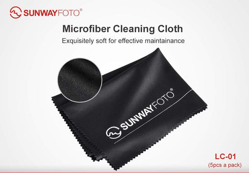 5 x Sunwayfoto LC-01 Lens Filter Cleaning Cloth 16" x 12" Black Cotton Clean Sunway...