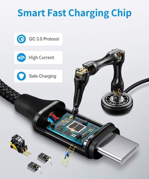 USB C Cable 3ft, 3-Pack, 3A Fast Charging, USB A to Type C Charger Cable Braided for iPhone 15 Pro Max/Plus, for Samsung Galaxy S24 S23 S22 S21 S2...