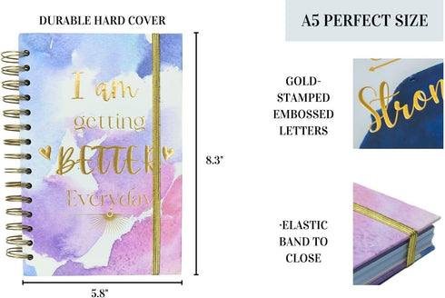 Small Spiral Notebook- Hardcover Journal for Women- Gratitude Journal with Reflection Questions- 200 Lined Pages with Quotes & Scripture- Prayer J...